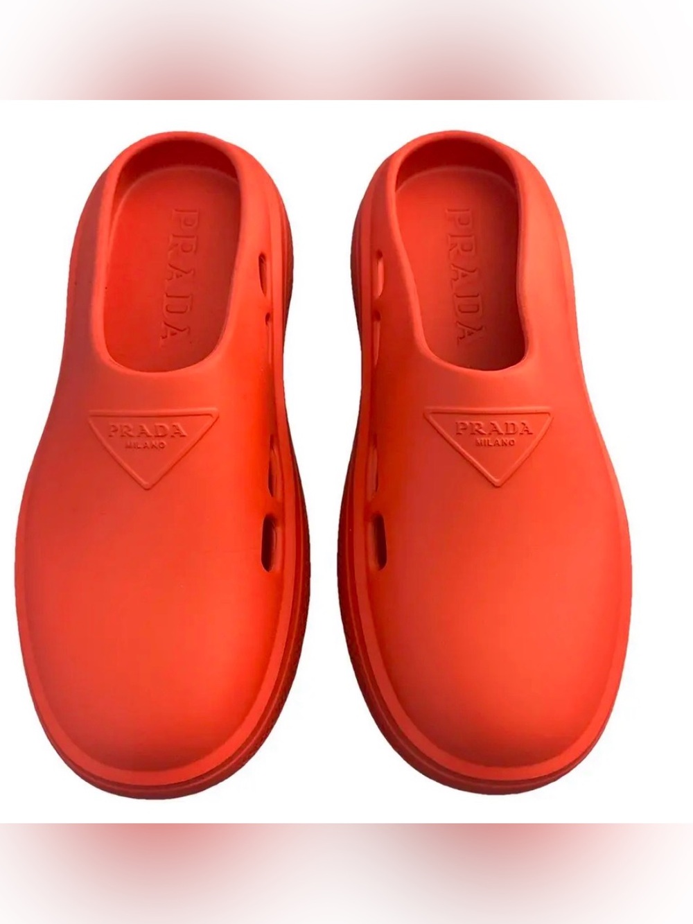 NEW!! Prada Papaya Orange Foam Mules US 10